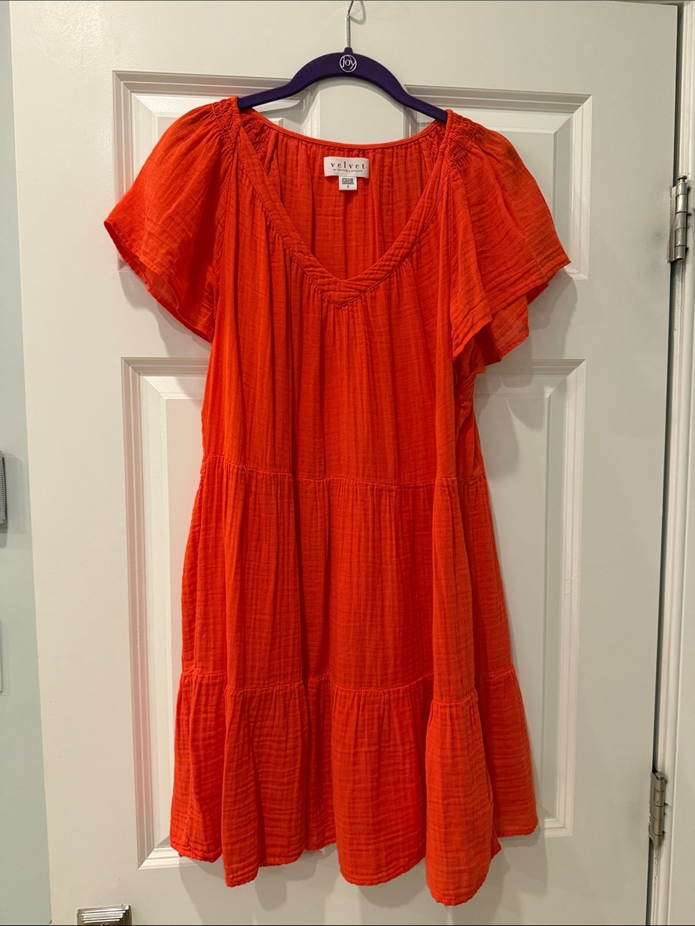 Velvet Red Cotton Dress Size S